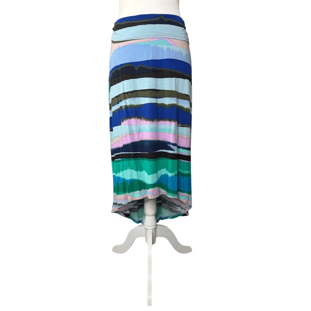 a.n.a Women PXL Blue Striped High Low Maxi Skirt Casual Stretch Petite